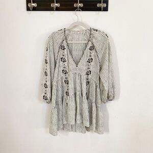 Free People Striped Floral Tunic Top